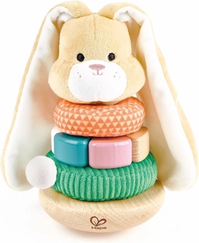 Hape Bunny Stacker|Wooden Stacking Rings|Wobble Learning Tower Developmental Toy, for Babies 10 Months 