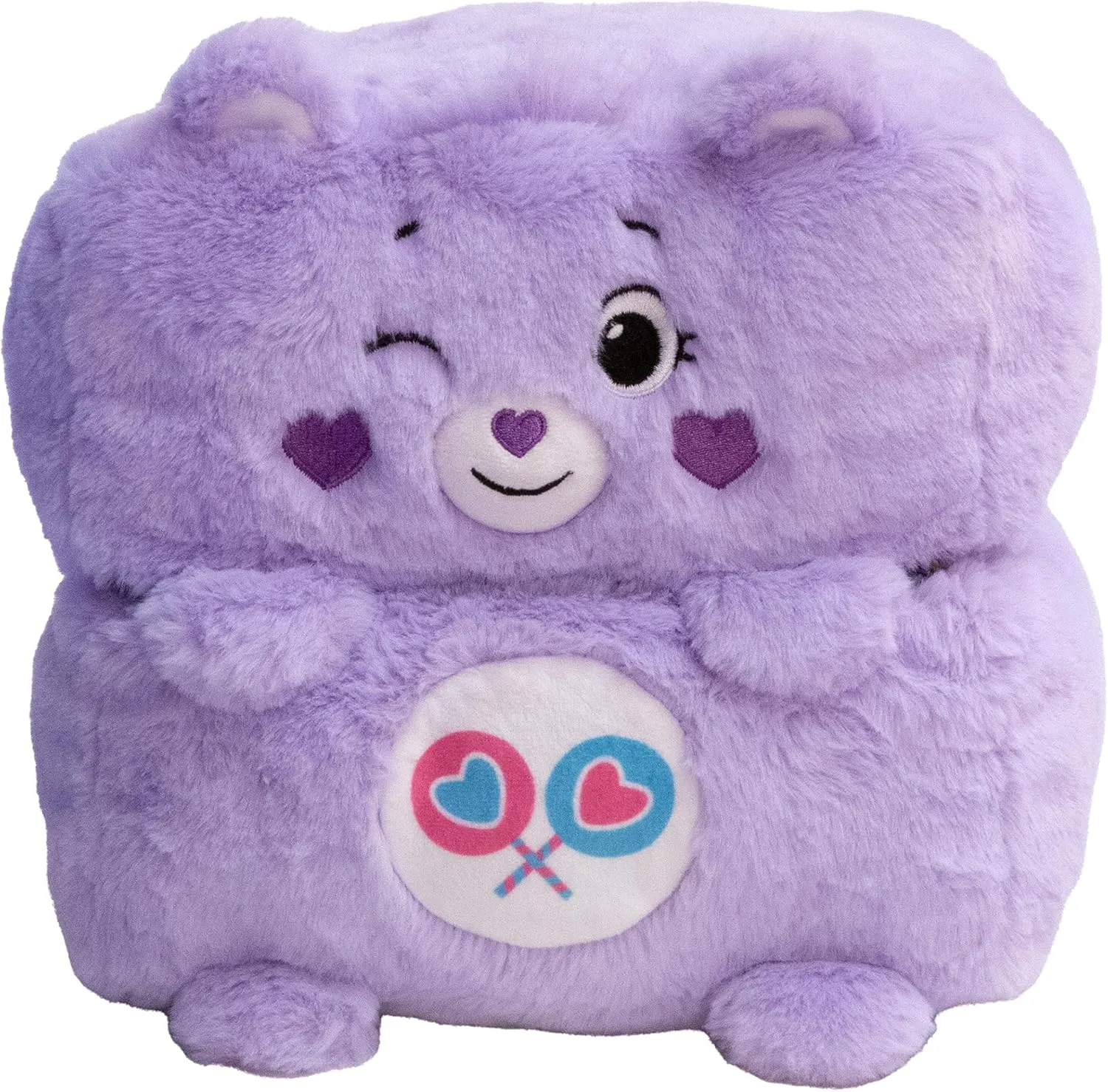 Happy Nappers: Care Bears 10" Pop N' Play Cube - Share Bear - Mushmillow Character Unfolds Into A Plush Pillow, Multi-Use, Chair-Footrest, Kids Toy