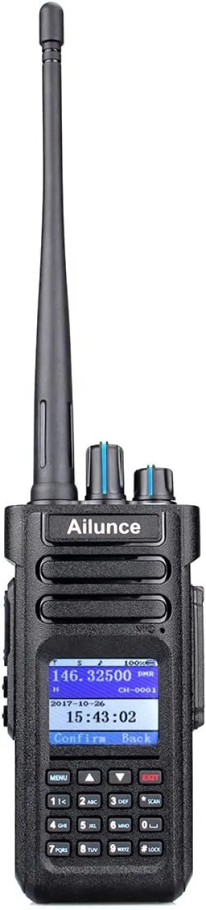 HD1 Ham Radio, Dual Band Two Way Radio, DMR Handheld Radio, Long Range Portable Radio 3200mAh Rechargeable FM Radio Emergency Alarm, Walkie Talkie for Outdoors with Antenna (Black 1 Pack)