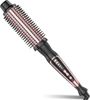 Heated Round Brush, Ceramic Tourmaline Ion Curling Iron, Hot for Fluffy Thermal Brush Curling Wand, Suitable for All Hair Types Tool (Rose Gold, 1.5 inch)