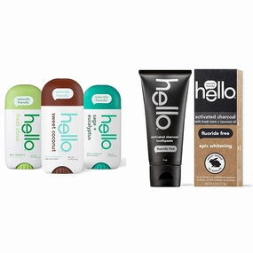 hello Deodorant Variety Pack (Sweet Coconut, Fresh Citrus, White Sage) & Activated Charcoal Epic Whitening Fluoride Free Toothpaste, Fresh Mint   Coconut Oil, Vegan & SLS Free