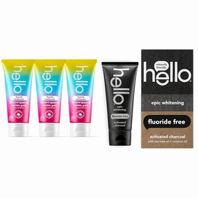 hello Unicorn Sparkle Kids Fluoride Toothpaste, Natural Bubble Gum Flavor, ADA Approved & Activated Charcoal Epic Whitening Fluoride Free Toothpaste, Fresh Mint   Coconut Oil