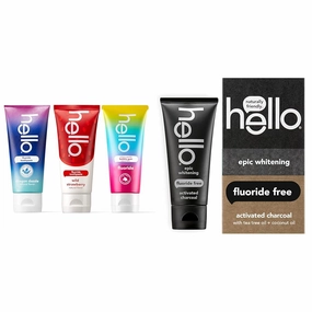 hello Variety (Unicorn, Strawberry, Dragon) Fluoride Kids Toothpaste, Anticavity, Natural Flavors & Activated Charcoal Epic Whitening Fluoride Free Toothpaste, Fresh Mint   Coconut Oil
