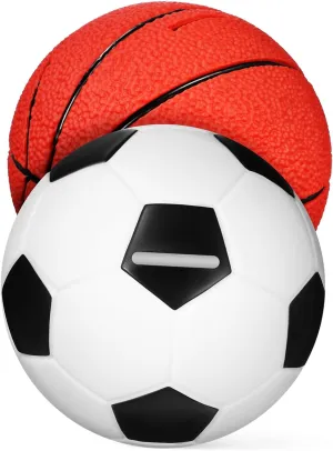 HEMOTON 2pcs Cartoon Piggy Bank Boys Piggy Bank for Kids Boys Soccer Basketball Coin Set Kids Sports Theme