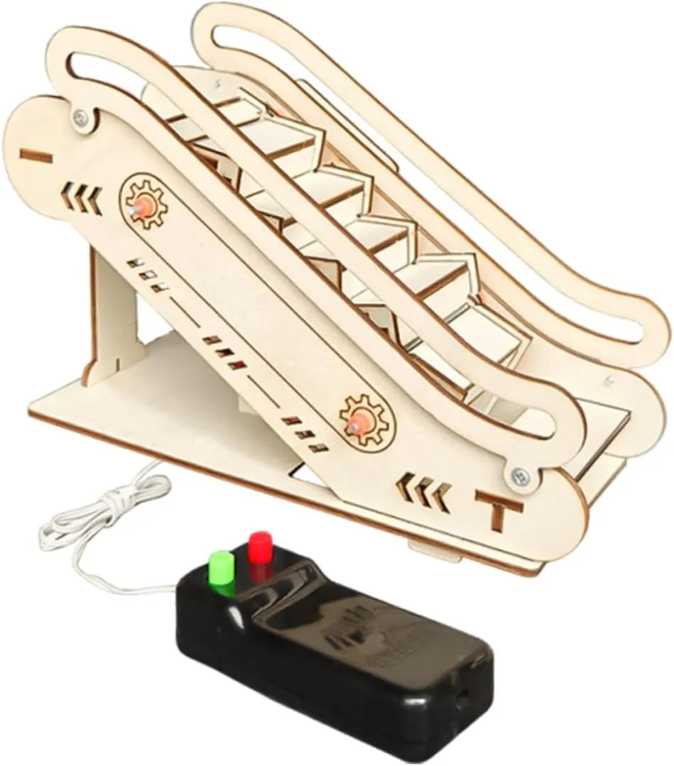 HEMOTON Handmade Small Electric Elevator Model Stem Educational Building Project Kit for DIY Craft with Realistic Conveyor Belt Function for Family Fun and Learning