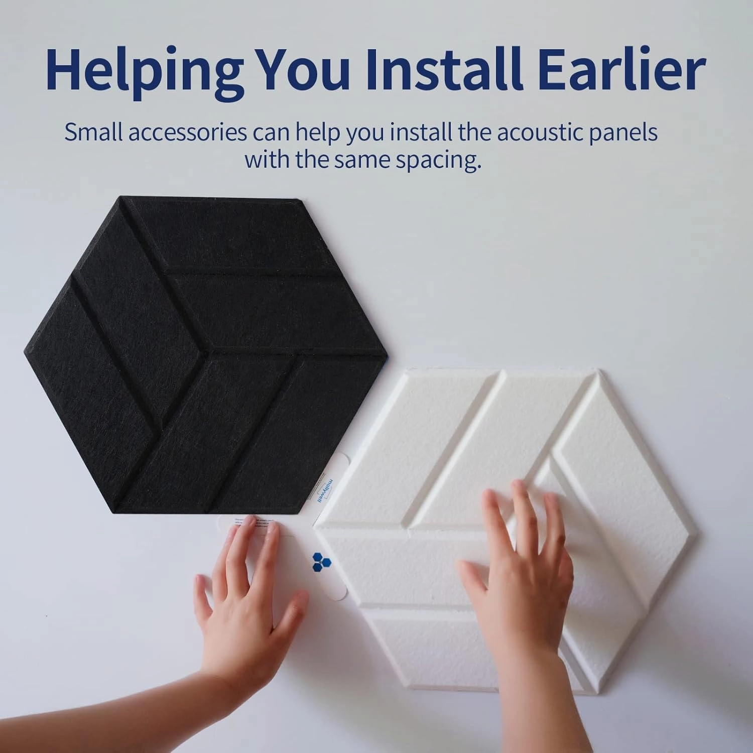 Hexagon Acoustic Panels, Carved Patterns, Soundproofing, Decorative Noise Reduction Felt Wall Tiles for Ceilings, Home Office & Gaming Room (Black and White), 14x12x0.4 Inch