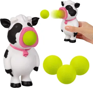 Hog Wild Cow Ball Popper Toy - Includes 4 Soft Foam Balls - Squeeze to Pop Air Powered Balls Up to 20 Feet - Launcher Safe for Indoor/Outdoor Play - Party Favor Gift for Kids, Girls, Boys Ages 5 