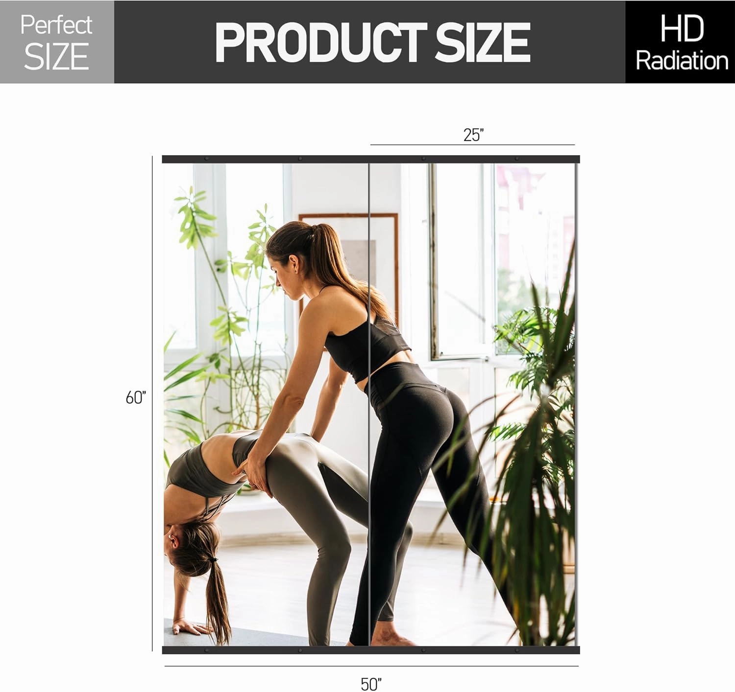 Home Gym Mirror for Wall,Mirror Full Length,60x25x2PCS,Glass Frameless Body Large Mirror for Home Gym,Workout,Bedroom,Garage