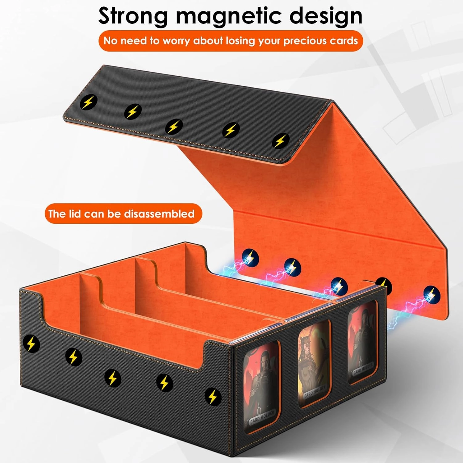 Homthy Card Deck Case with Commander Display Windows, Trading Card Storage Box Magic Commander Fits 2000  Unsleeved Cards Fit for MTG TCG and Sport Cards