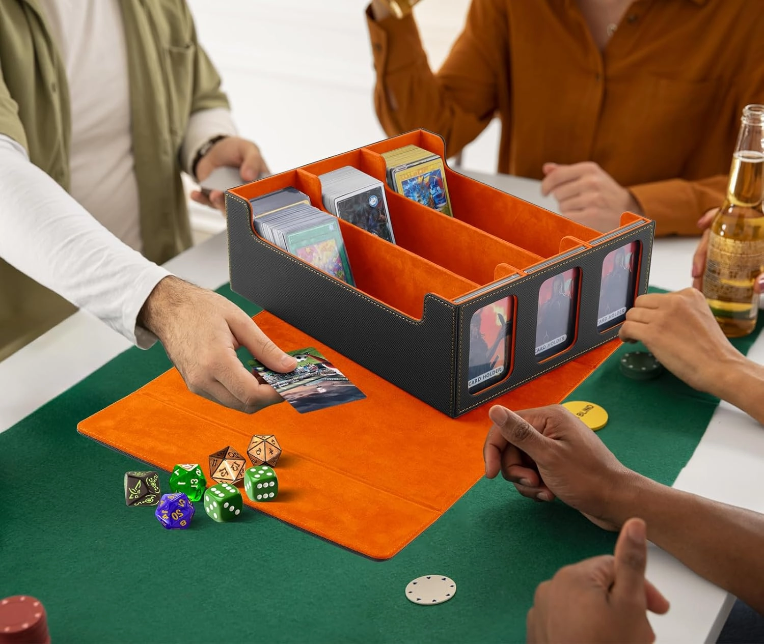 Homthy Card Deck Case with Commander Display Windows, Trading Card Storage Box Magic Commander Fits 2000  Unsleeved Cards Fit for MTG TCG and Sport Cards