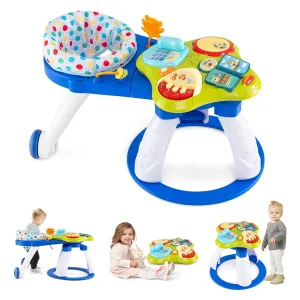 HONEY JOY Baby Activity Center, Discovery Activity Center and Table w/ 360° Walk-Around Seat, 3 Adjustable Heights, Music, Sounds & Developmental Toys, Activity Center for Babies 6-36 Months (Blue)