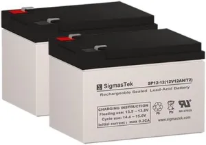Hoveround Activa Wheelchair Battery Replacement Set by SigmasTek - 2 x 12 Volt 12AH