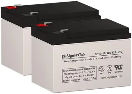 Hoveround Activa Wheelchair Battery Replacement Set by SigmasTek - 2 x 12 Volt 12AH