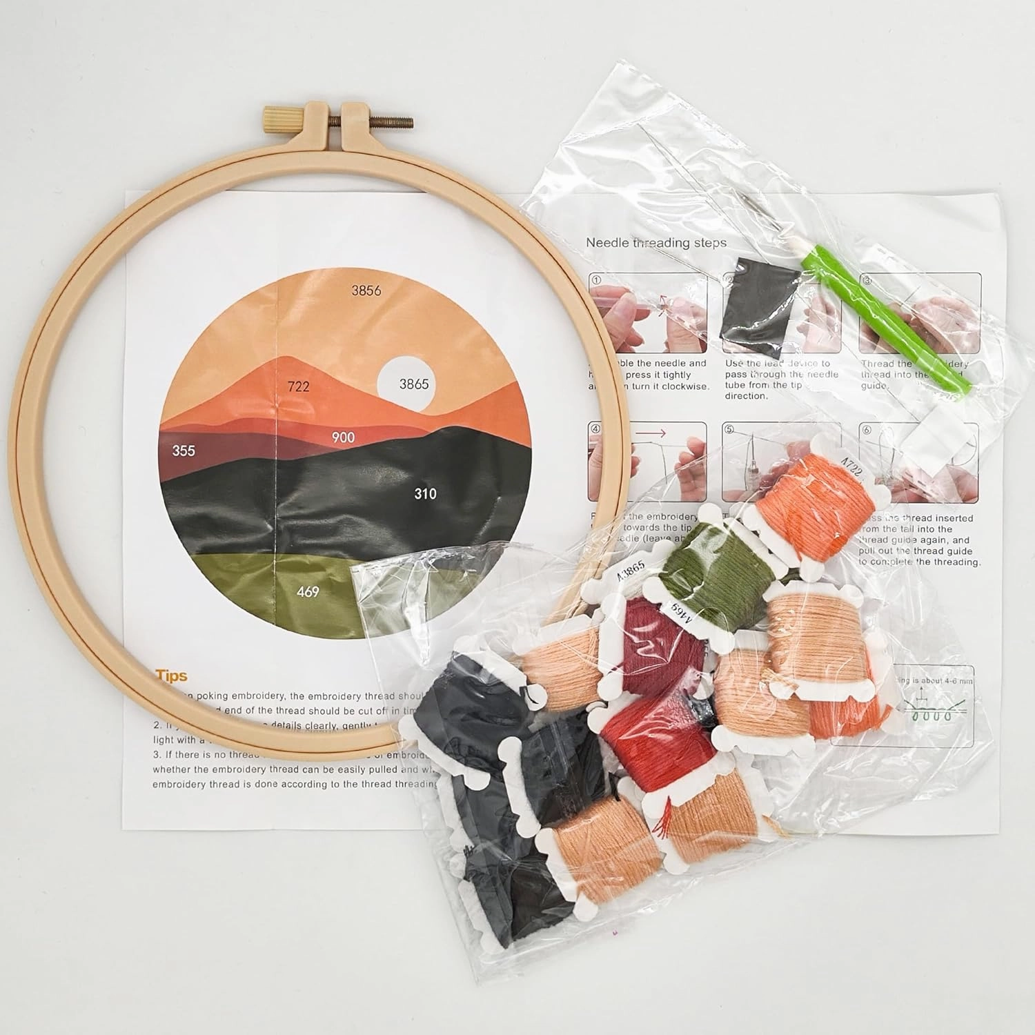 Howie's Punch Needle Kit for Beginner, Cartoon Rug Hooking Embroidery Kits with Pattern, Yarns, Tools and Instructions, Creative Craft Home Decor(Dusk, 8" diameters)