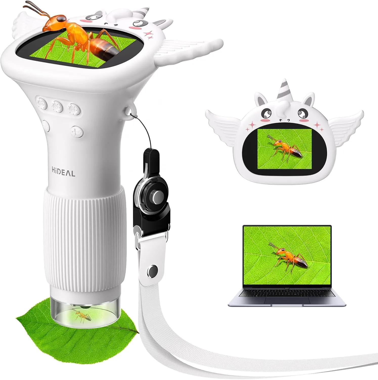 HP40 IPS Microscope for Kids: [Easy and Fun] 2" Portable Handheld Kids Microscope Miniscope, Pocket Mini Scope Educational Science Kit, Birthday Gifts for Kids, PC View, White