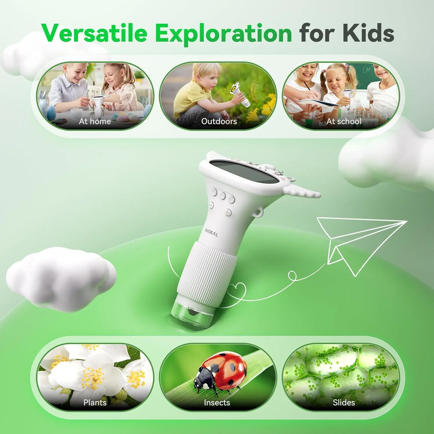 HP40 IPS Microscope for Kids: [Easy and Fun] 2" Portable Handheld Kids Microscope Miniscope, Pocket Mini Scope Educational Science Kit, Birthday Gifts for Kids, PC View, White