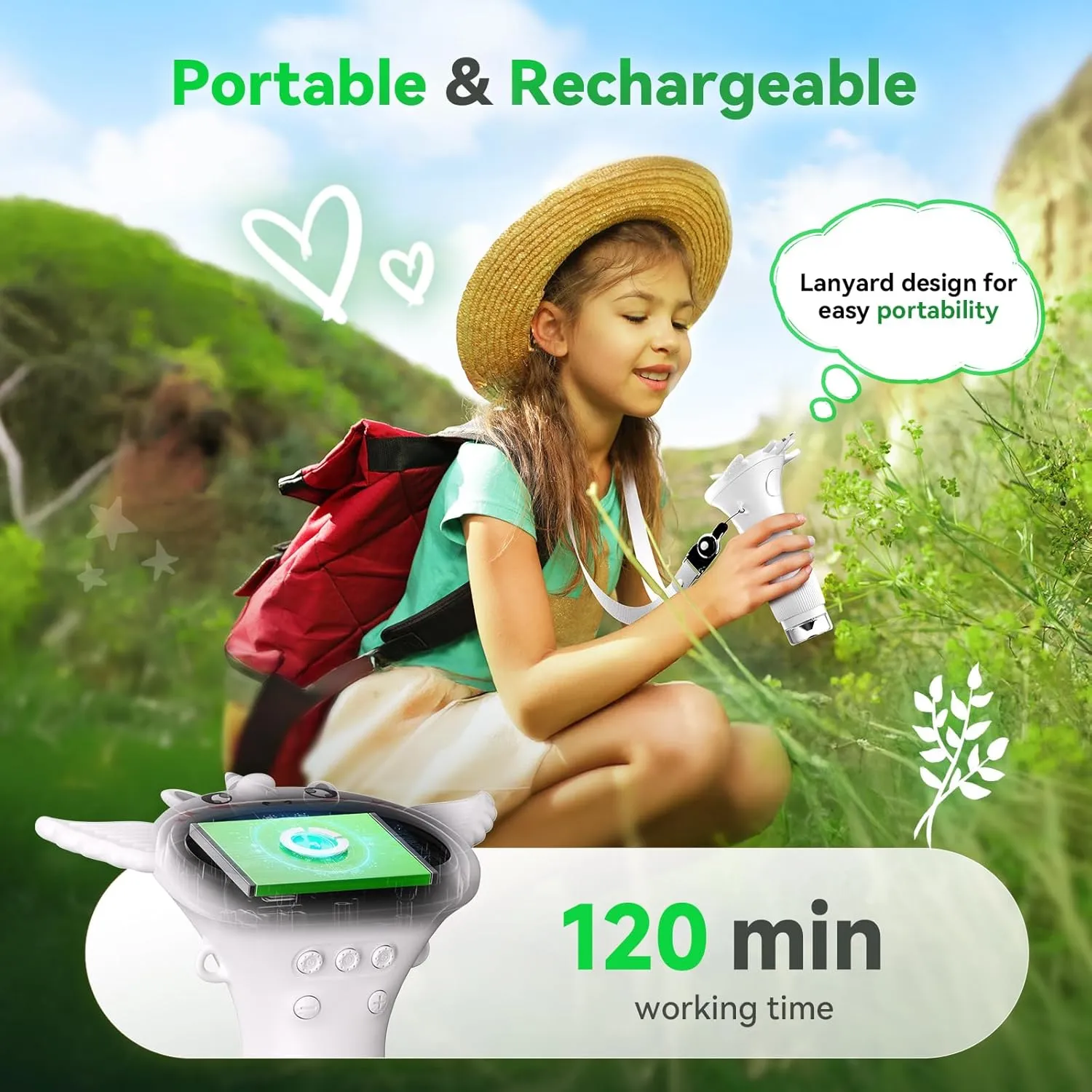 HP40 IPS Microscope for Kids: [Easy and Fun] 2" Portable Handheld Kids Microscope Miniscope, Pocket Mini Scope Educational Science Kit, Birthday Gifts for Kids, PC View, White