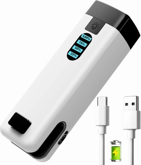 HSLGOVE 3-IN-1 Mini Bag Sealer, Rechargeable Chip Bag Sealer Heat Seal, Built-in Cutter, Flashlight & Magnet, Portable Mini Resealer Machine for Plastic Food Storage Bags Snack Bags-Lightwhite