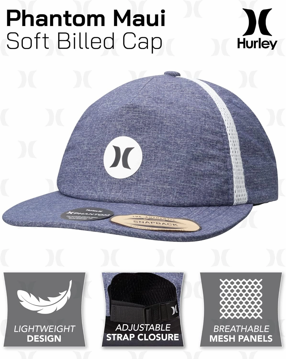 Hurley Womens Baseball Cap - Soft Billed H2O Dri Sports Hat for Women, Adjustable Lightweight Ball Cap for Tennis & Fishing