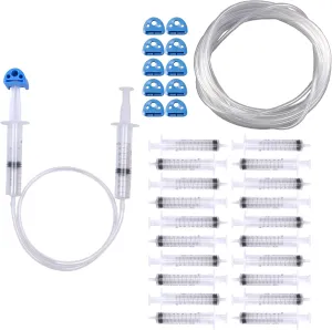 Hydraulic and Pneumatic Kit: 20 Plastic Syringes, 15 Ft Vinyl Tubing, and 10 Syringe Adapters for Science and Engineering Projects for Kids and Classrooms
