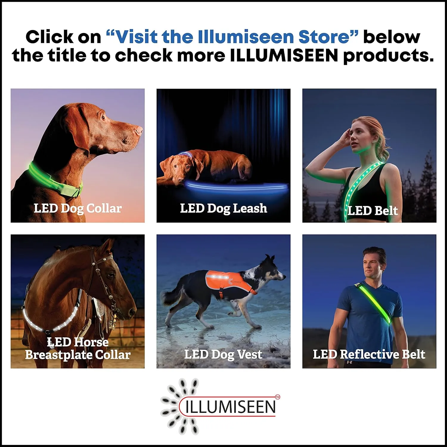 ILLUMISEEN LED Light Up Dog Hunting Vest | Ultra High Visibility Up to 350 Yards | 8 Light Color Options | USB Rechargeable, No Batteries Needed | Adjustable with Quick Release Buckles | Weatherproof