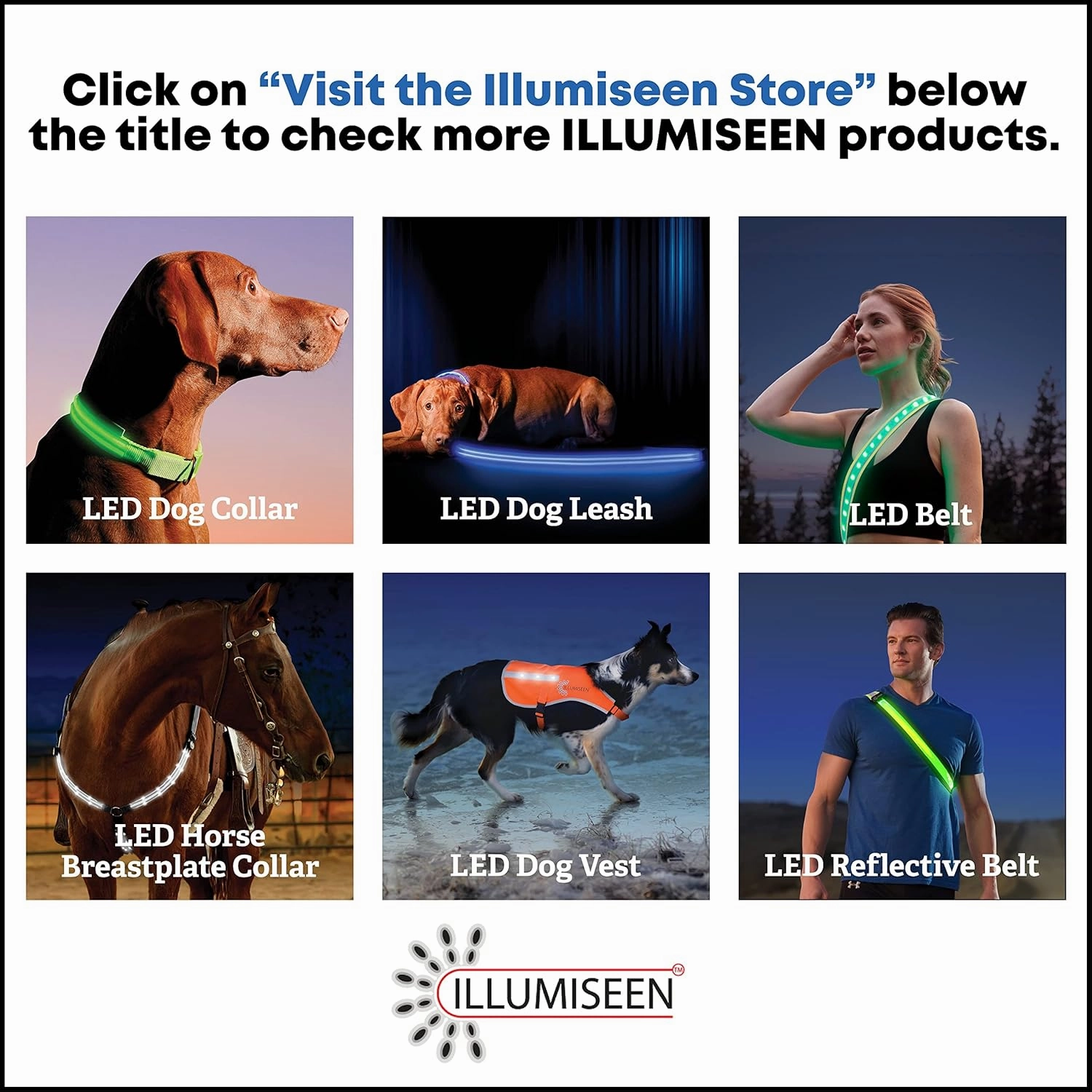 ILLUMISEEN LED Light Up Dog Hunting Vest | Ultra High Visibility Up to 350 Yards | 8 Light Color Options | USB Rechargeable, No Batteries Needed | Adjustable with Quick Release Buckles | Weatherproof