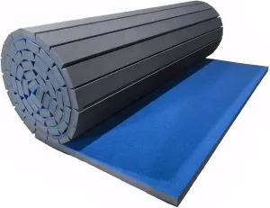 Indoor Gymnastics Exercise Mat - Grippy Carpet Top, Sturdy Foam for MMA, Cheerleading, Fitness - Roll Out Design for Easy Setup