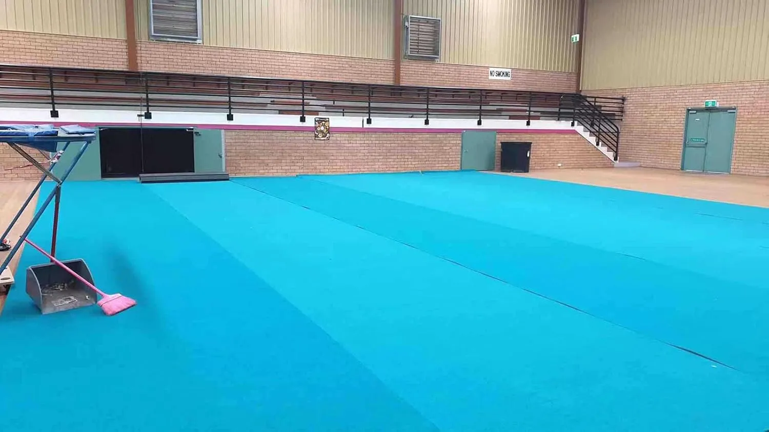 Indoor Gymnastics Exercise Mat - Grippy Carpet Top, Sturdy Foam for MMA, Cheerleading, Fitness - Roll Out Design for Easy Setup