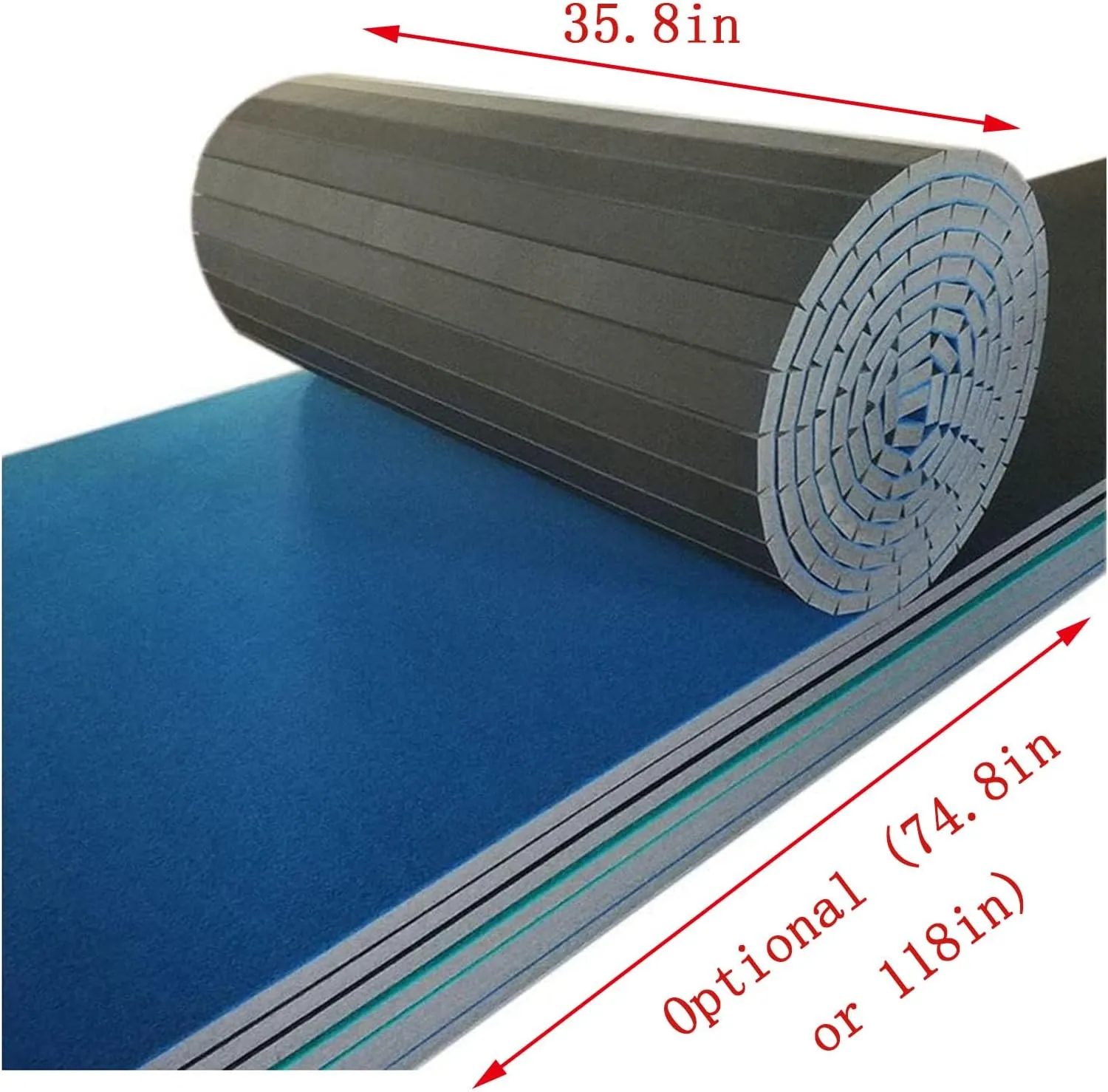 Indoor Gymnastics Exercise Mat - Grippy Carpet Top, Sturdy Foam for MMA, Cheerleading, Fitness - Roll Out Design for Easy Setup