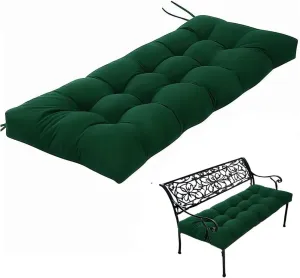 Indoor/Outdoor Bench Cushion Cotton Garden Furniture Loveseat Cushion, Patio Wicker Seat Cushions for Lounger Garden Furniture Patio Lounger Bench (Dark Green, 39.3 * 19.6in)