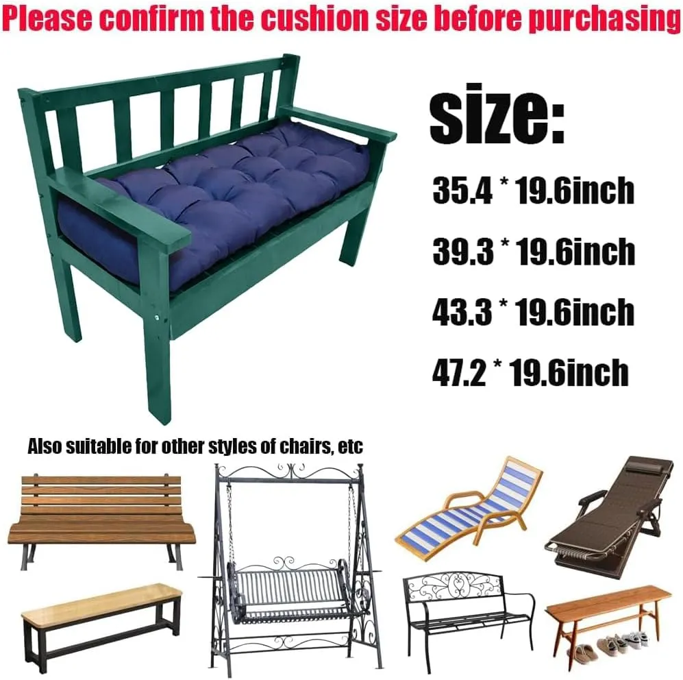 Indoor/Outdoor Bench Cushion Cotton Garden Furniture Loveseat Cushion, Patio Wicker Seat Cushions for Lounger Garden Furniture Patio Lounger Bench (Wine Red, 39.3 * 19.6in)