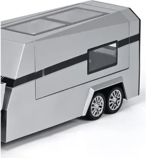 INGQU® Upgraded 1:24 Diecast Pickup Truck with RV Motorcycle, 3-in-1 Alloy Truck Toy Model Kit, Pull-Back Race Car, Ideal Gift for Boys Aged 3 , Silver