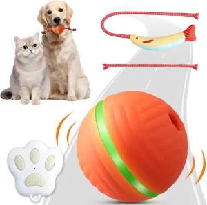 Interactive Dog Ball Moves on Its Own, Remote Control Interactive Toys, Vibrating, Smart Jumping, Automatic Moving, Bouncing Ball for Dogs & Cats, Type-C Rechargeable Rolling Toy for Pets (Fish)