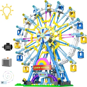 Interactive Ferris Wheel Building Set with Lights, 813-Piece STEM Learning Toy for Kids and Adults, Perfect Amusement Park Construction Kit for Ages 8  Boys and Girls