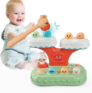 Interactive Hammering Toy, with Sound and Light - Montessori Early Development Playset for Toddlers 1-4 Years, Fun Whack-a-Mole Game for Engaging Learning Activities - Gift for Kids