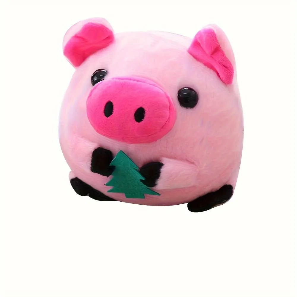 Interactive Plush Pig Dog Toy with Sound – USB Rechargeable Fabric Pet Bouncing Ball
