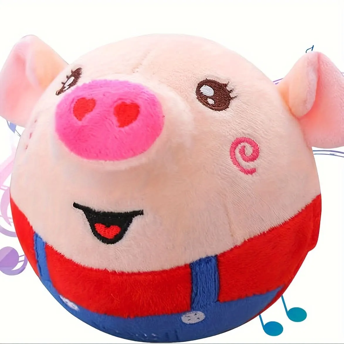 Interactive Plush Pig Dog Toy with Sound – USB Rechargeable Fabric Pet Bouncing Ball