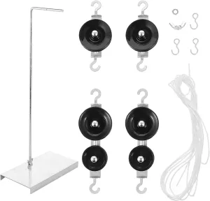 iplusmile Pulley Block Set Physics Lab Science Kit Physics Experiments - Pulley Blocks with Holder and Rope for Science Classroom School Students Physics Class - Random Color