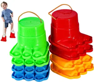 IROO Balancing Stilts for Kids, 4 Pairs Walking Monster Feet for Balance and Coordination, Toys for Girls & Boys Age 4-10 Years Old Indoor or Outdoor Play (8 Total)