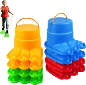 IROO Balancing Stilts for Kids, 4 Pairs Walking Stilts Monster Feet for Balance and Coordination, Toys for Girls & Boys for Age 4-10 Years Old Indoor or Outdoor Play (8 Stilts Total)