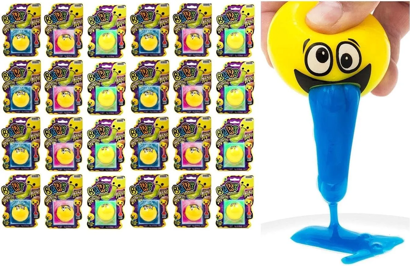 JA-RU Barf Ooze Ball Vomit Slime Squeeze Toy (24 Assorted) Throw Up Squishy Toy for Kids Stress Relief. Funny Stress Balls. Bulk Party Favors & Pranks. 5299-24p