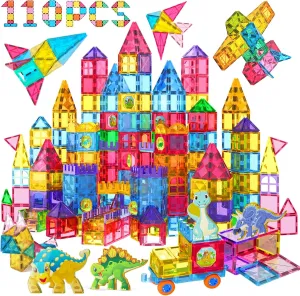 Jasonwell Magnetic Tiles Building Blocks Set for Boys Girls Preschool Educational Magnet Construction Kit Stacking STEM Toys Christmas Birthday Gifts for Kids Toddlers 3 4 5 6 7 8 9 10   Year Old