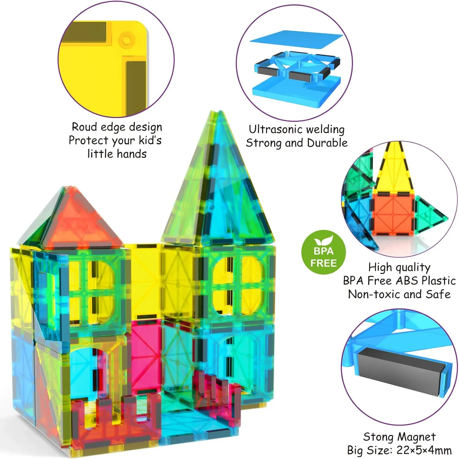 Jasonwell Magnetic Tiles Kids Magnetic Blocks Building Sets 3D Magnet Tile Building Blocks Toy Construction Educational STEM Toys Gifts for Toddlers Boys Girls 3 4 5 6 7 8 9 10   Year Old