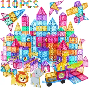 Jasonwell Magnetic Tiles Kids Magnetic Blocks Building Sets 3D Magnet Tile Building Toy Construction Educational STEM Toys Christmas Birthday Gifts for Toddlers Boys Girls 3 4 5 6 7 8 9 10   Year Old