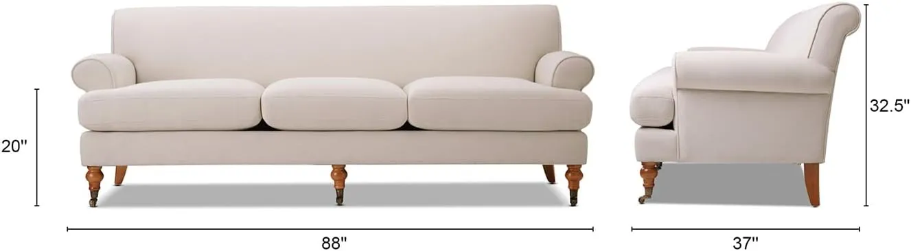 Jennifer Taylor Home Alana Lawson Velvet Wooden Sofa, Oyster Gray