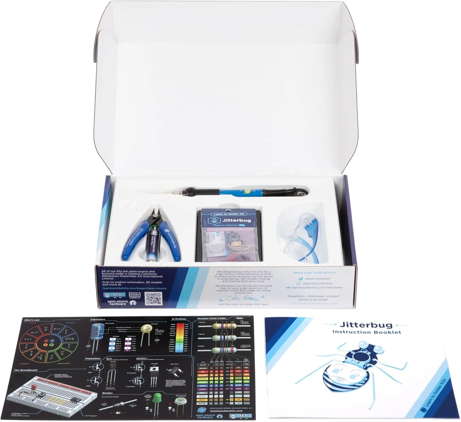 Jitterbug Deluxe Kit | DIY Soldering Kit for Beginners | Electronics Projects for Students & STEM Classes | Tools Included