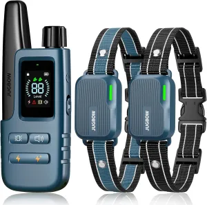 Jugbow Dog Shock Collar 2 Dogs (10-120Lbs) - 4200FT Dog Training Collar with Remote IPX7 Waterproof Electric Collar with 4 Training Modes, Rechargeable e-Collar for Lager Medium Small Dog Cyan Blue