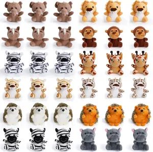Jungle Party Decorations - 36 Cute & Cuddly Fluffy Stuffies, Small Stuffed Animals, Mini Animals, Easter & Christmas time, 4.5 Inch, Occasions