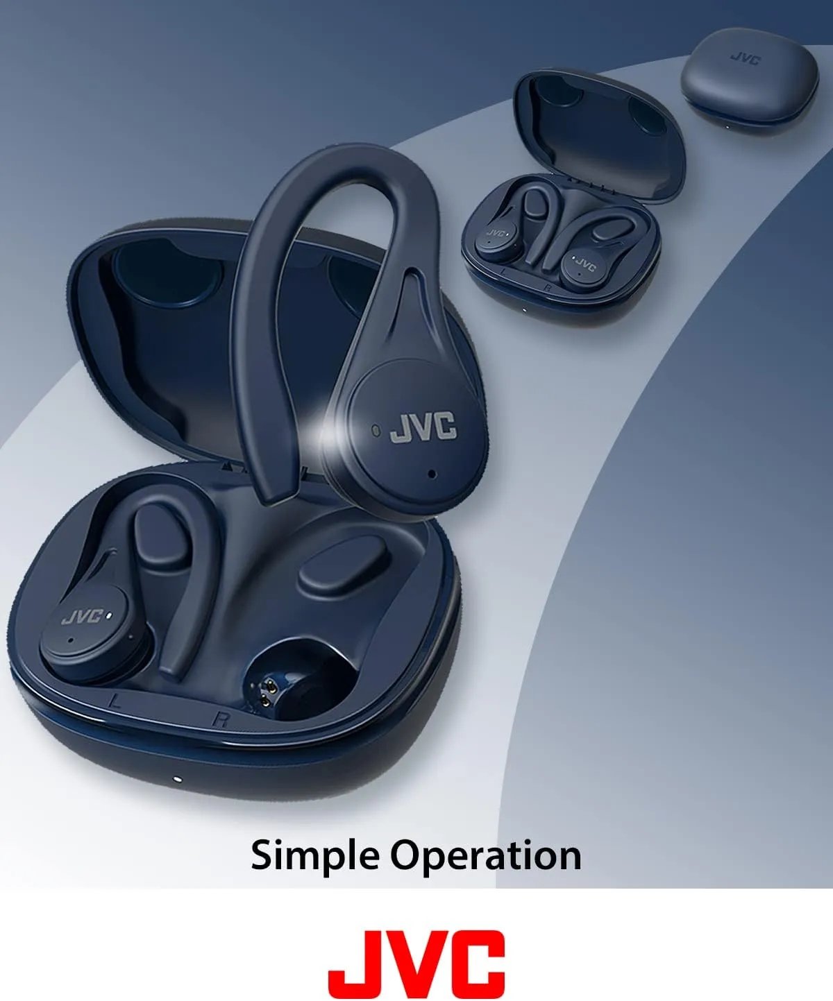 JVC Sport True Wireless Earbuds Headphones, Lightweight and Compact, Long Battery Life (up to 30 Hours), Sound with Neodymium Magnet Driver, Water Resistance (IPX5) - HAEC25TB (Black), Small
