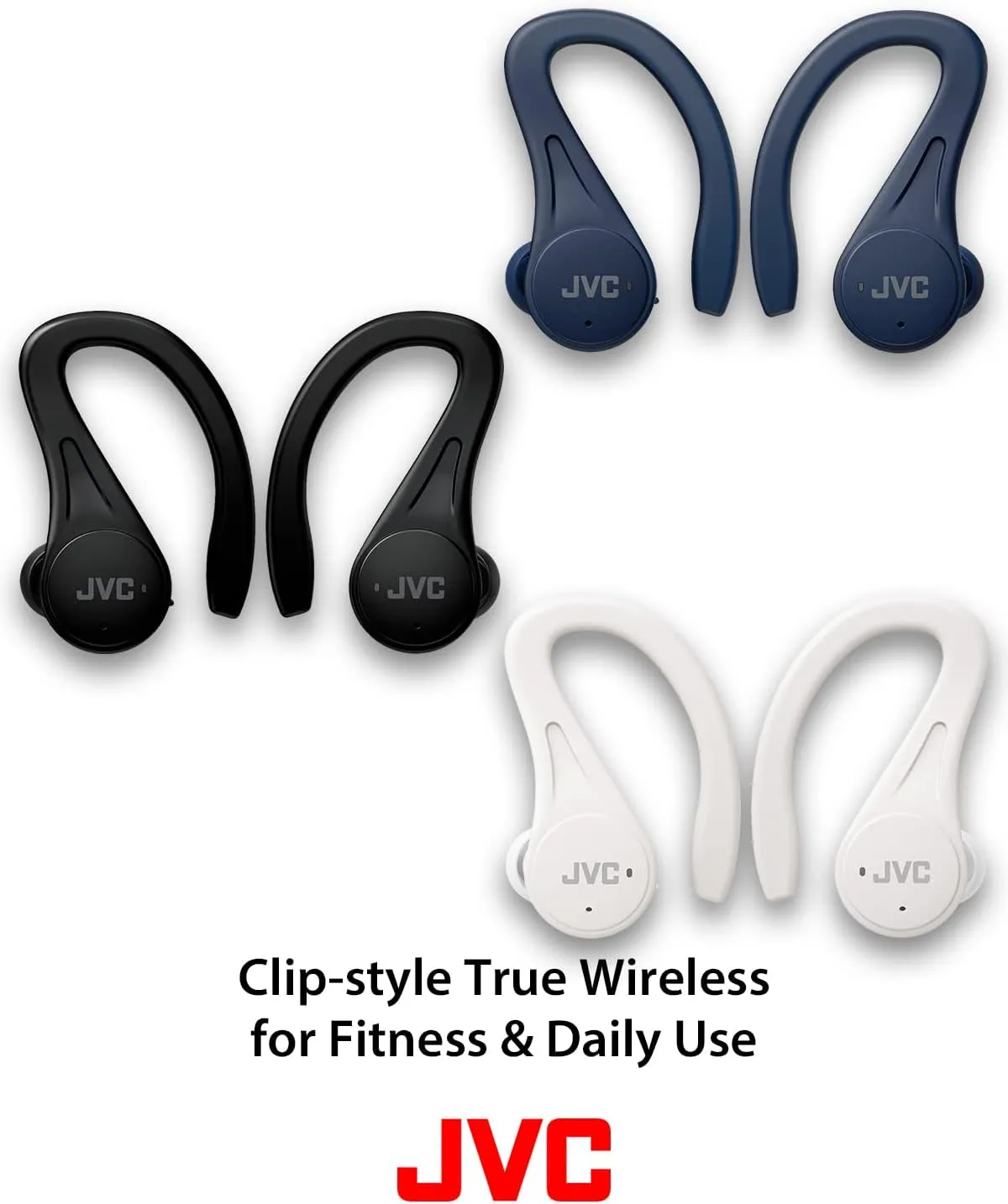 JVC Sport True Wireless Earbuds Headphones, Lightweight and Compact, Long Battery Life (up to 30 Hours), Sound with Neodymium Magnet Driver, Water Resistance (IPX5) - HAEC25TB (Black), Small